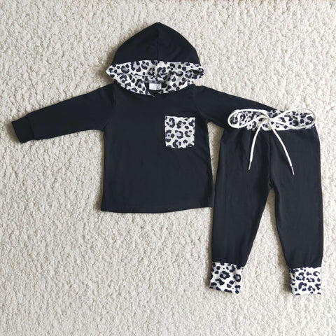 Boy White Leopard Hoodie Black Pant Outfit
