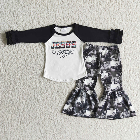 Clearance Girl Jesus Print Pant Outfit