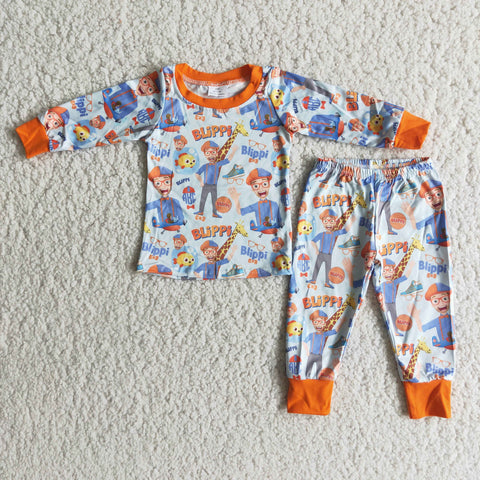 Boy Orange Cartoon Uncle Pajamas Outfit