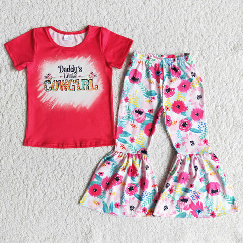 B1-26 Daddy's Little Cowgirl Girl Flowers Pant Outfit-promotion 2024.4.13