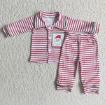 Boy Santa Striped Cardigan Pajamas Outfits