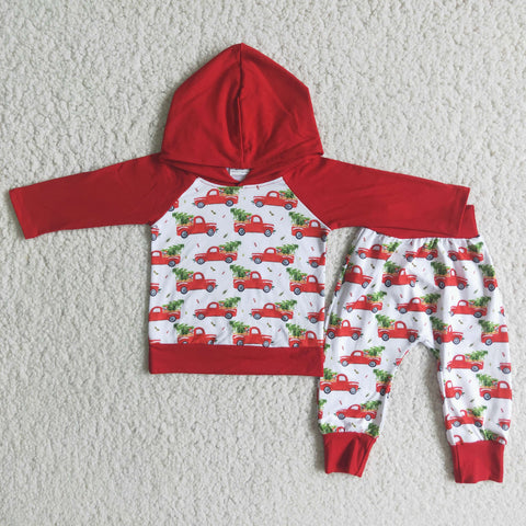 Boy Red Tree Car Hoodie Outfits