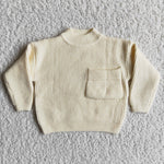 Girl Beige Pocket Sweaters