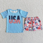 4th of July Boys Flag Shorts Outfit