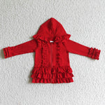 Girl Red Ruffle Long Sleeve Hoodie Girl's Clothes