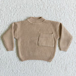 Girl Khaki Pocket Sweaters