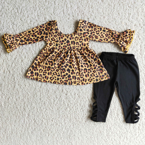 Girl Leopard Tunic Black Pant Outfit