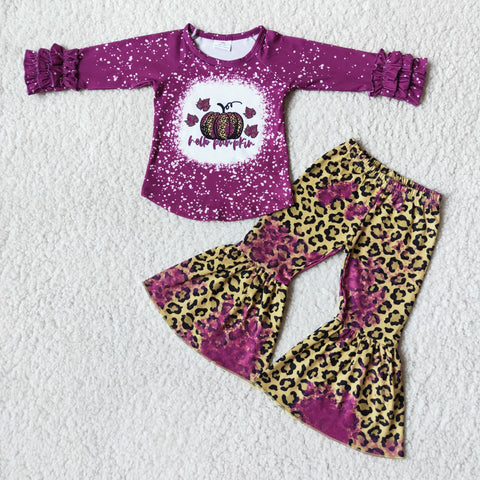 Girl Purple Pumpkin Leopard Outfit