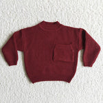 Girl Wine Red Pocket Sweaters