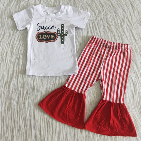 A2-1 Girl Succa Love Cactus Striped Outfit-promotion 2024.2.24