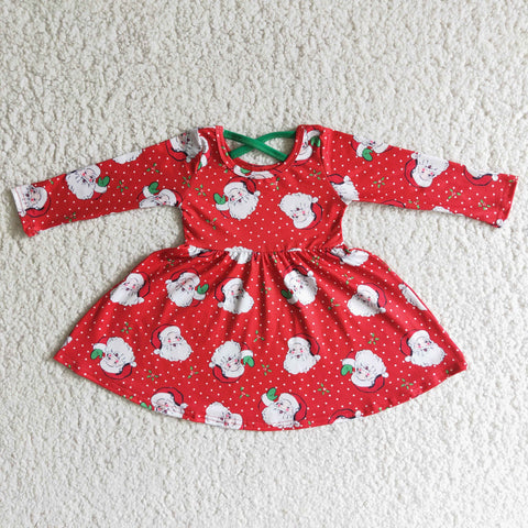 Girl Santa Claus Long Sleeve Twirl Dress