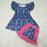 A13-1 Girl Navy Print Fuchsia Shorts Outfit-promotion 2024.2.24