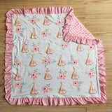 Baby Floral Pink Ruffle Minky Blanket