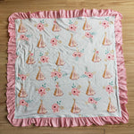 Baby Floral Pink Ruffle Minky Blanket