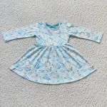 Girl Blue Princess Long Sleeve Twirl Dress