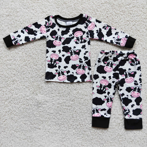 Girl Cattle Cow Print Pajamas Outfit