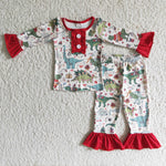 Girl Christmas Dinosaur Pajamas Outfit