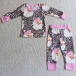 6 A4-26 Girl Pink Santa Claus Leopard Pajamas Outfit-promotion 2024.10.26