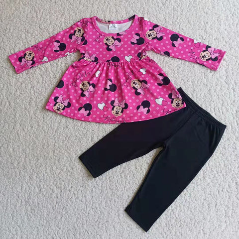 6 B1-1 Girl Fuchsia Cartoon Tunic Solid Pant Outfit-promotion 2024.12.28