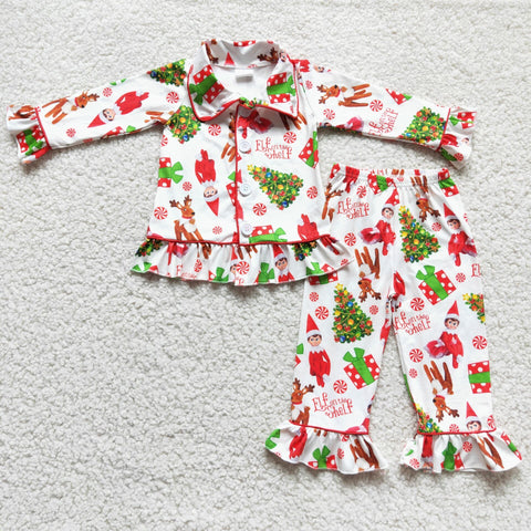 Girl Christmas Children Deer Pajamas Outfit