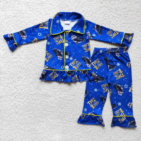 Girl Blue Print Pajamas Outfit