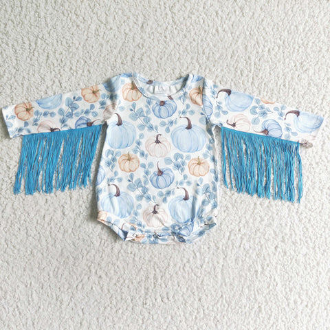 Baby Sky Blue Tassel Pumpkin Girls Romper