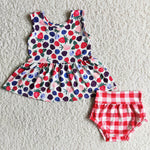 Baby Strawberry Red Plaid Bummie Sets