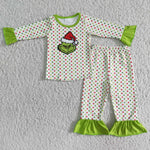 Girl Screen Print Polka Dot Pajamas Outfit