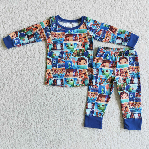 Baby Patchwork Print Long Pant Pajamas Outfit