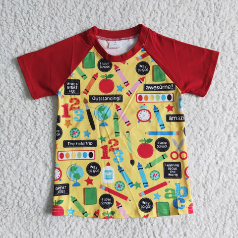 Boy Red School Awesome Short Sleeve T-shirts
