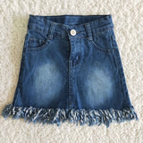 Girl Solid Denim Short Skirts