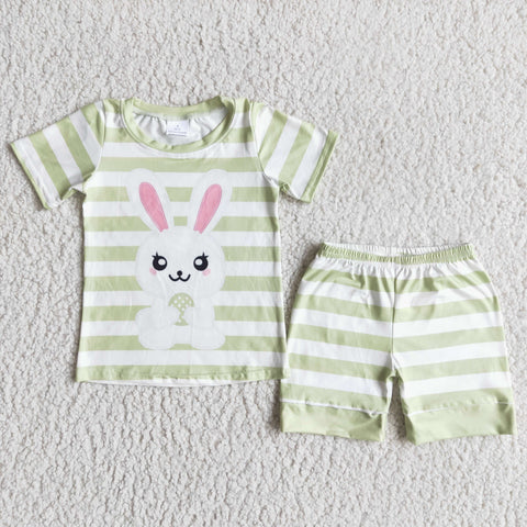 Boys Bunny Short Sleeve Striped Shorts Outfit