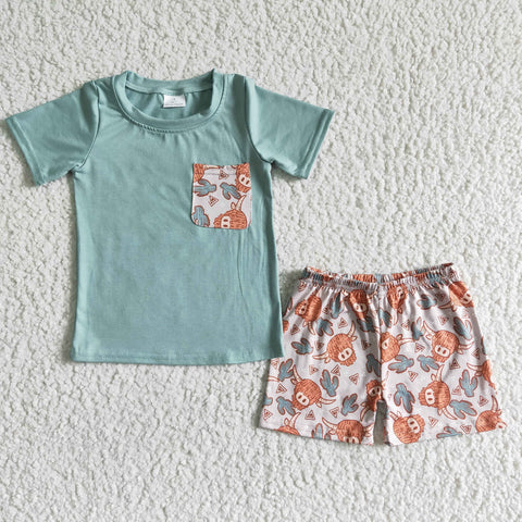 BSSO0043 Boy Light Green Alpine Ox Cactus Pocket Short Sleeve Shorts Outfit-promotion 2024.4.13