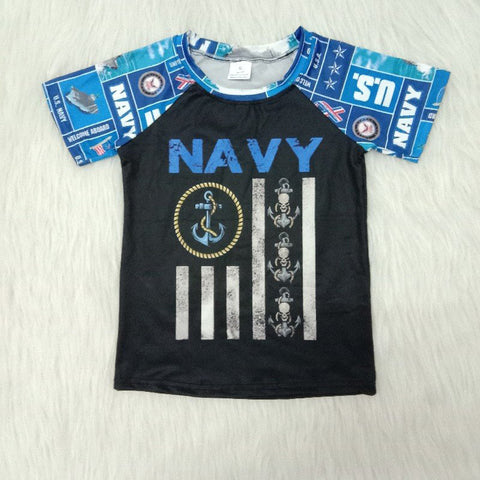 Boy Navy Flag Short Sleeve T-shirt
