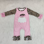 Girl Pink Santa Leopard Romper