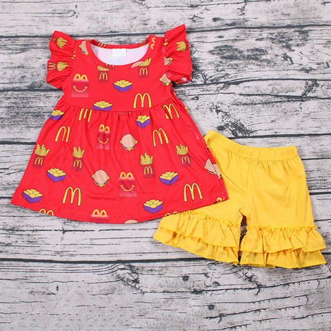 Girl Red Foods Yellow Short Outfit