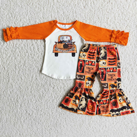 6 A7-30 Girl Halloween Pumpkin Patchwork Outfit-promotion 2024.9.14