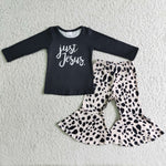 6 B6-2 Girl Just Jesus Cow Print Pant Outfit-promotion 2025.1.4