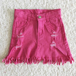 Girl Solid Denim Short Skirts