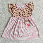 Girl Leopard Pig Flutter Sleeve Dresses