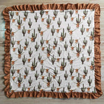 Baby Blanket With Cactus Cow Print Brown Lace