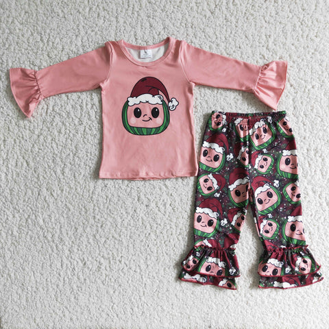 6 A5-12 Girl Screen Print Red Cartoon Pant Outfit-promotion 2024.10.26