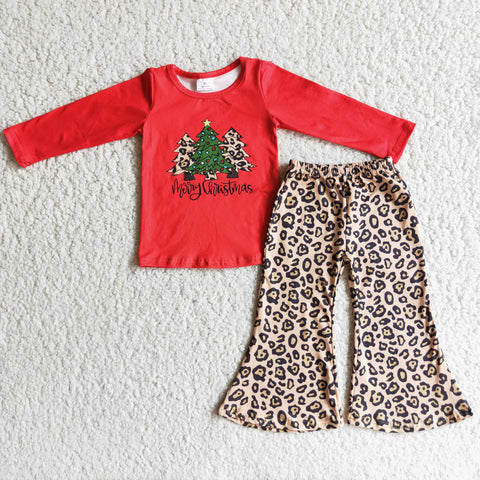 Merry Christmas Girl Leopard Loose Pant Outfit