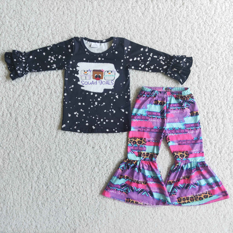 Girl Black Bleached Patchwork Outfit