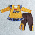 Girl Pumpkin Polka Dot Brown Pant Outfit