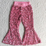 Girl Black & Fuchsia Sequin Bell Bottom Pant