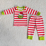 Boy Screen Print Striped Pajamas Outfit