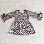 Girl Leopard Long Sleeve Dress