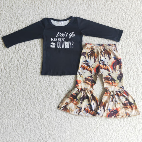 Girl Cowboy Print Bell Bottom Outfit