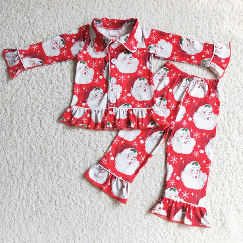 Girl Santa Claus Cardigan Pajamas Outfit